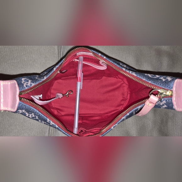 Dooney & Bourke Denim and Pink Bucket Purse - Picture 6 of 6